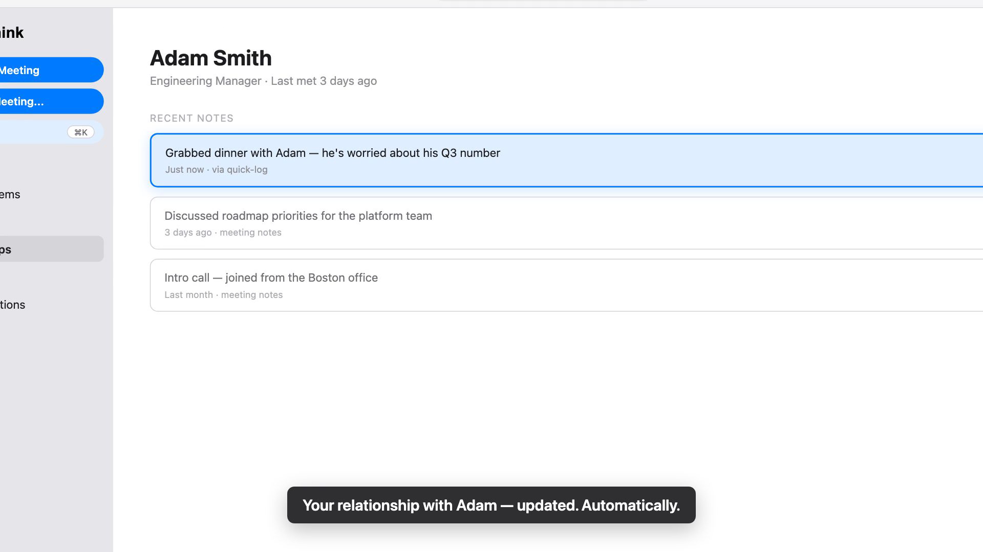 Your relationship with Adam, updated automatically