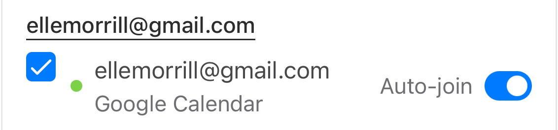 A calendar row with its own Auto-join toggle